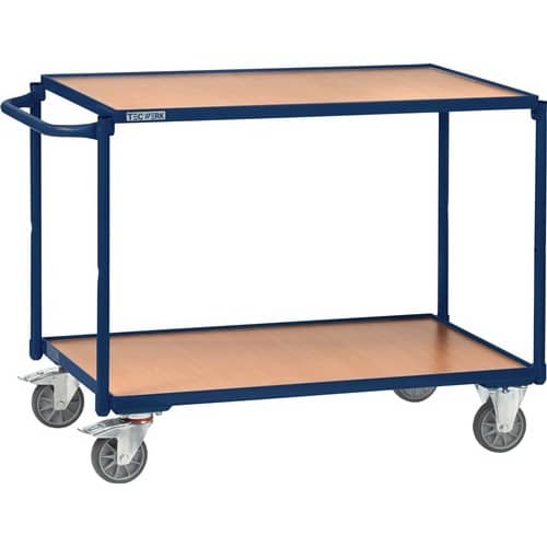 TECWERK Tischwagen 2 Ladeflächen L1000xB600mm saphirblau Trgf.300kg Bügel waager.TECWERK
