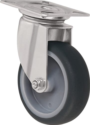 TECWERK Lenkrolle D.100mm grau Trgf.100kg m.Platte TW