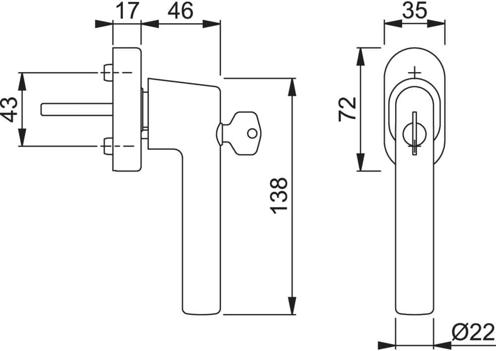 HOPPE® Fenstergriff absperrbar Amsterdam E0400S/UD9056, mit Schrauben, Edelstahl, 12025483