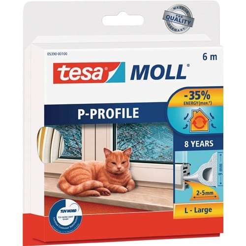 TESA Fenster-/Türmoll tesamoll® 5390 B9mmxH5,5mmxL6m weiß TESA