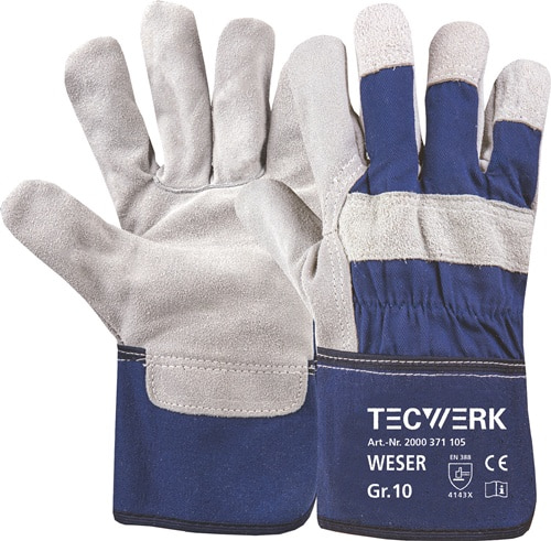TECWERK Handschuhe Weser Gr.10 blau EN 388 PSA II TECWERK