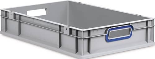 ALLIT Transportstapelbehälter L600xB400xH120mm grau PP offener Griff blau