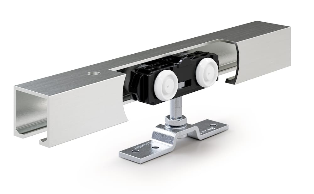 GEZE Schiebetürbeschlag mit Laufschiene Rollan 80 NT Komplettset, Aluminium, 160414
