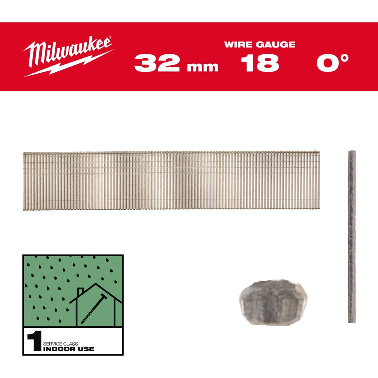 1,05 x 1,25 x 32 mm verzinkt, 0° Stauchkopf-Nägel 18 Gauge für M18FN18GS & M18CN18GS