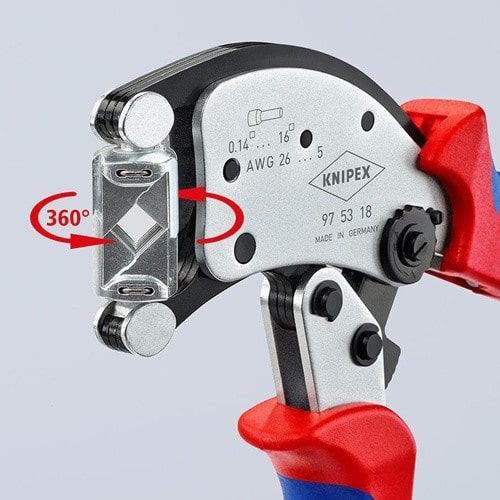 KNIPEX Crimpzange Twistor16 Gesamt-L.200mm 0,14-16 mm² brün.Mehrkomp.-Hüllen KNIPEX