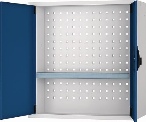 BEDRUNKA+HIRTH Hängeschrank H600xB700xT200mm Vollblechtür lichtgrau/signalblau