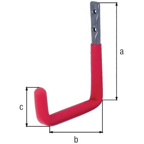 GAH Wandhaken U-Form Rotgummi A.250mm STA roh verz.H.300mm D.12mm GAH