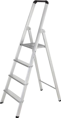 GÜNZBURGER Stufenstehleiter 4 Stufen Alu.Gesamt-H.1540mm Stufen-Holmverbindung geschraubt