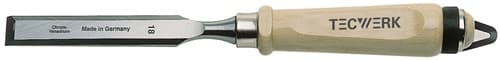 TECWERK Stechbeitel Schneiden-B.26mm m.Zwinge Weißbuchenh.Ulmer Form CV-Stahl TECWERK