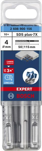 BOSCH EXPERT SDS plus-7X Hammerbohrer, 4 x 50 x 115 mm, 10-tlg.. Für Bohrhämmer
