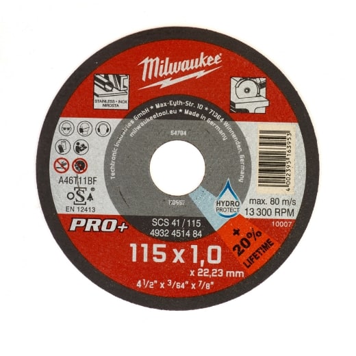 MILWAUKEE SCS41 1 mm Metalltrennscheibe PRO+ INOX 115 mm