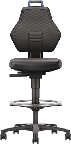TECWERK Arbeitsdrehstuhl Rl.+Fußring Supertec schwarz Grifffarbe blau 580-860mm TECWERK