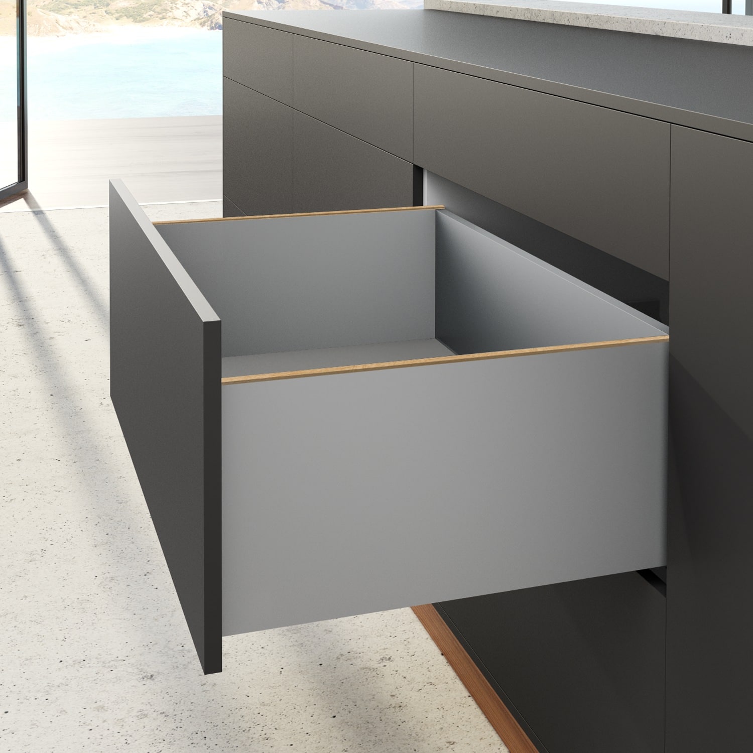 HETTICH AvanTech YOU Set Zarge Höhe 251 mm, NL 600 mm, silber, links und rechts, 9255278
