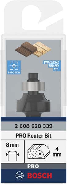 BOSCH Abrundfräser Standard for Wood, 8 mm, R1 4 mm, L 10,5 mm, G 53 mm