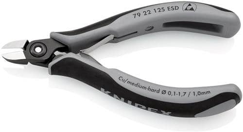 KNIPEX Präzisions-Elektronik-Seitenschneider L.125mm Form 2 Facette nein pol.