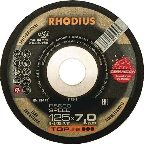 RHODIUS Schruppscheibe RS 680 SPEED D125xS7mm gekr.Bohr.22,23mm RHODIUS