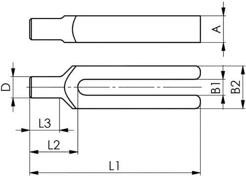 AMF Gabelspanneisen DIN 6315C Schlitz-B.22mm L.250mm f.Spannschraube M20,M22 AMF