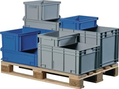 TECWERK Transportbehälter L300xB200xH120mm grau PP Muschelgr.Seitenwände geschl.TECWERK