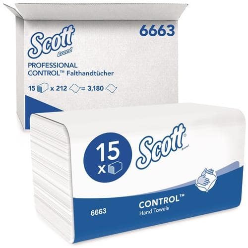 Handtuch Scott® 6663 1-lagig, geprägt weiß L.ca.315 mmxB.ca.215 mm passend für 9000 474 108 3180 Tücher/VE SCOTT