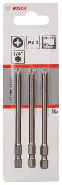 BOSCH Schrauberbit Extra-Hart PZ 1, 89 mm, 3er-Pack