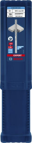 BOSCH EXPERT SDS max-8X Hammerbohrer, 18 x 200 x 340 mm, 5 Stück. Für Bohrhämmer