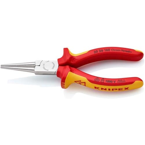 KNIPEX Langbeckzange Gesamt-L.160mm Form 3 Kopf verchr.lang,rd.VDE Mehrkomp.-Hüllen