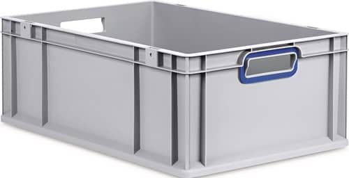 ALLIT Transportstapelbehälter L600xB400xH220mm grau PP offener Griff blau