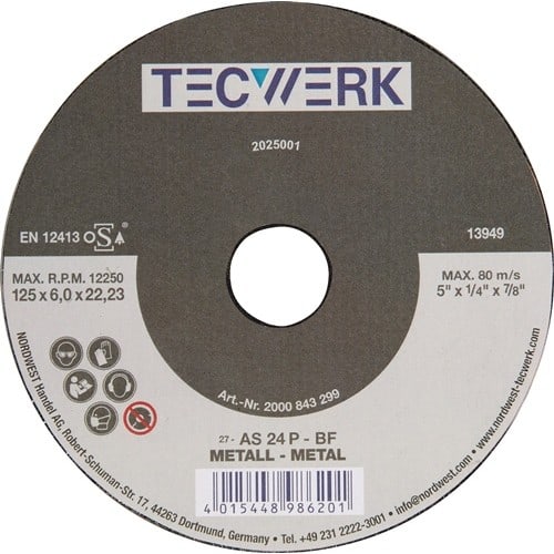 TECWERK Schruppscheibe Action D125xS6mm gekr.Bohr.22,23mm TECWERK