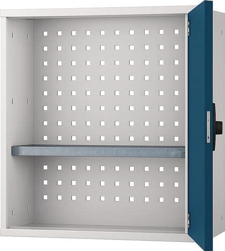 BEDRUNKA+HIRTH Hängeschrank H600xB600xT200mm Vollblechtür lichtgrau/signalblau