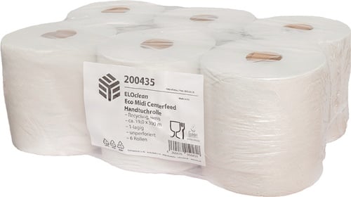 ELOS Handtuchrolle ELOclean Eco Midi Centerfeed unperf.,1-lagig weiß 300x190mm