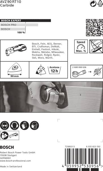 BOSCH EXPERT Sanding Plate AVZ 90 RT10 Blatt für Multifunktionswerkzeuge, 90 mm. Für oszillierende Multifunktionswerkzeuge