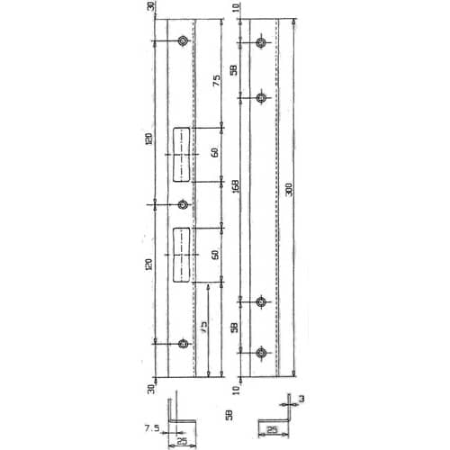 SCHNEGEL Sicherheitswinkelschließblech L.300mm B.25mm S.3mm STA verz.