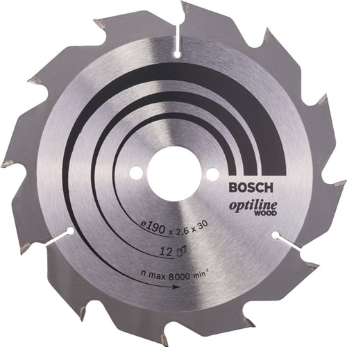 BOSCH Kreissägeblatt Optiline Wood AD 190mm Z.12 WZ Bohr.30mm Schnitt-B.2,6mm HM BOSCH