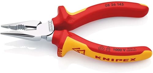 KNIPEX Spitzkombizange L.145mm Mehrkomp.-Hülle verchr.VDE KNIPEX