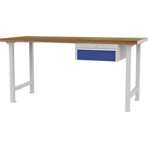 Nordwest Werkbank B2000xT750xH790-1140mm Buche-Multiplex lichtgrau/signalblau 1Schubl.