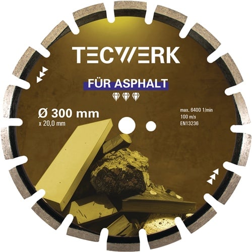 TECWERK Diamanttrennscheibe ASPHALT D.350mm Bohr.20mm Seg.-H.10mm Seg.-S.3,2mm TW