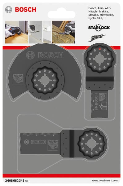 BOSCH Holz-Basis-Set, 3-teilig, Sägeblätter für Multifunktionswerkzeuge