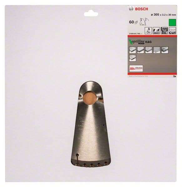 BOSCH Kreissägeblatt Optiline Wood für Kapp- und Gehrungssägen, 305 x 30 x 3,2 mm, 60