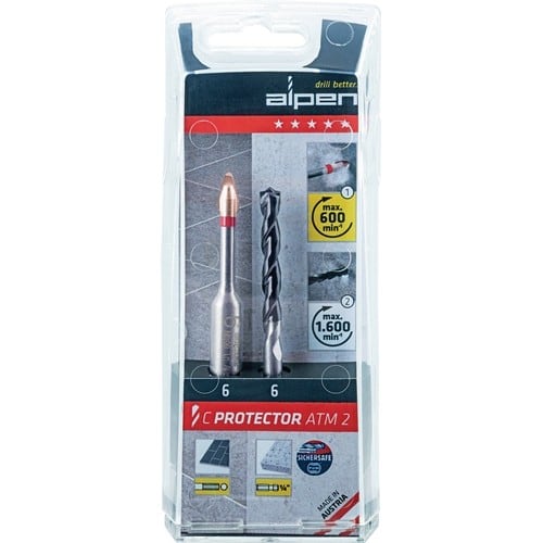 ALPEN Feinsteinzeugfliesenbohrerset C PROTECTOR D.6mm 2 St./Set ALPEN