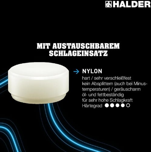 HALDER Schonhammerkopf SUPERCRAFT Kopf-D.80mm Nyl.weiß hart HALDER