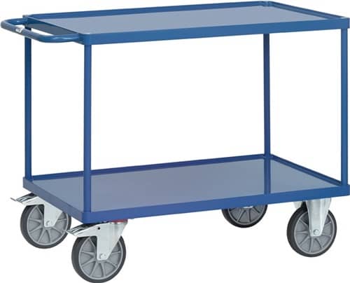 FETRA Tischwagen Bügel waagerecht 2Stahlblechwan. L1200xB800mm Rand-H.10mm brillantbl.