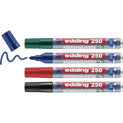 EDDING Whiteboardmarker 250 schwarz/rot/blau/grün Strich-B.1,5-3mm Rundspitze EDDING