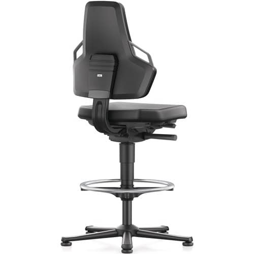 BIMOS Arbeitsdrehstuhl Nexxit Bodengleiter+Fußring Grifffarbe grau Supertec-Gewebe