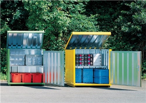 SÄBU Materialbox B1420xT1490xH2195mm Dach n.klappbar verz.mont.o.Bodenrahmen
