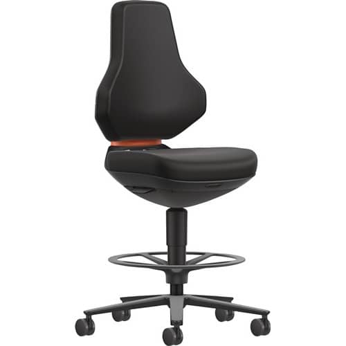 BIMOS Arbeitsdrehstuhl TEXON Sitz-Stopp-Rl.u.Fußring Skintec schwarz 570-810mm BIMOS