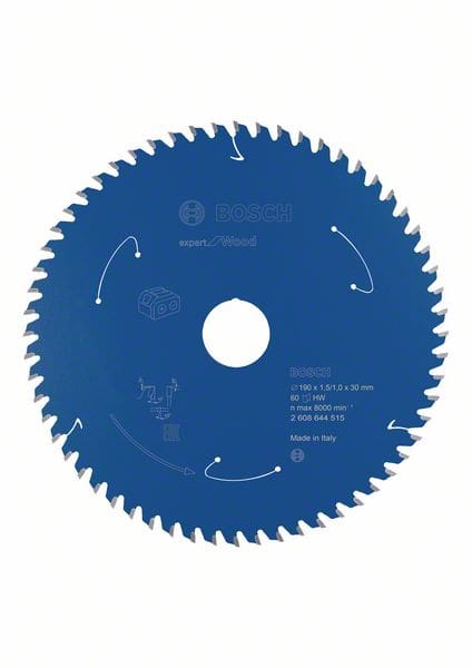 BOSCH Akku-Kreissägeblatt Expert for Wood, 190 x 1,5/1 x 30, 60 Zähne