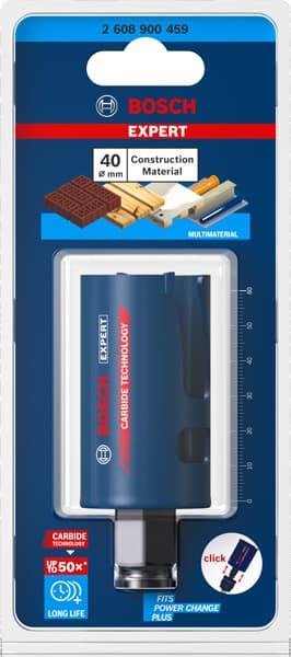 BOSCH EXPERT Construction Material Lochsäge, 40 x 60 mm. Für Dreh- und Schlagbohrer