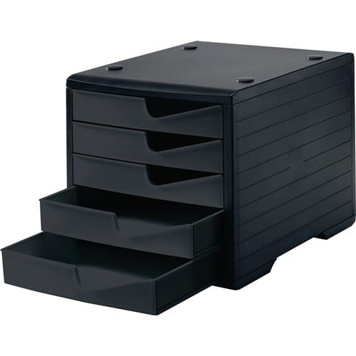 STYRO Ablagebox 5 Schubl.schwarz/schwarz Polystyrol H255xB270xT340mm STYRO