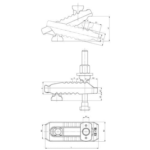 AMF Spannpratze Nr.6312VT Krokodil f.T-Nut 24mm Spann-H.0-100mm M24x24x250mm AMF