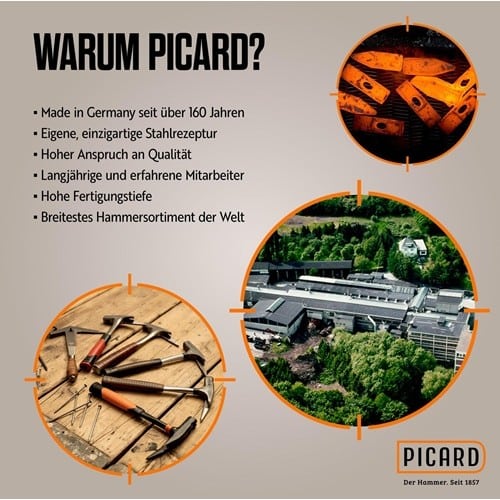 PICARD Latthammer Pink Edition Nr.626M 626 DIN7239 Kopf-G.600g m.Magnet geraut C45-Rohr